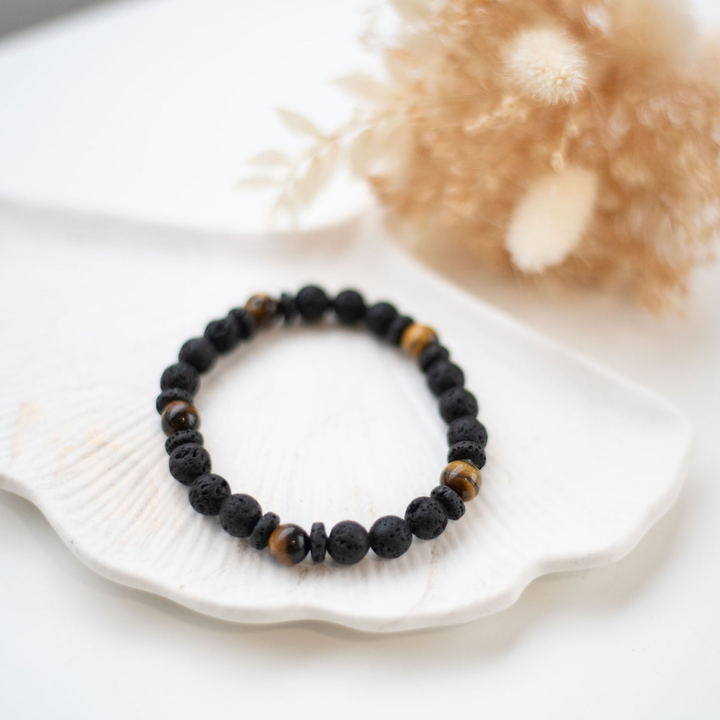 Bracelet Homme en Pierre de Lave et Œil de Tigre – Force et Protection