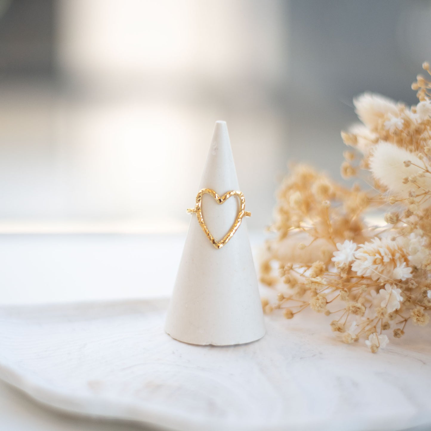Bague acier doré coeur