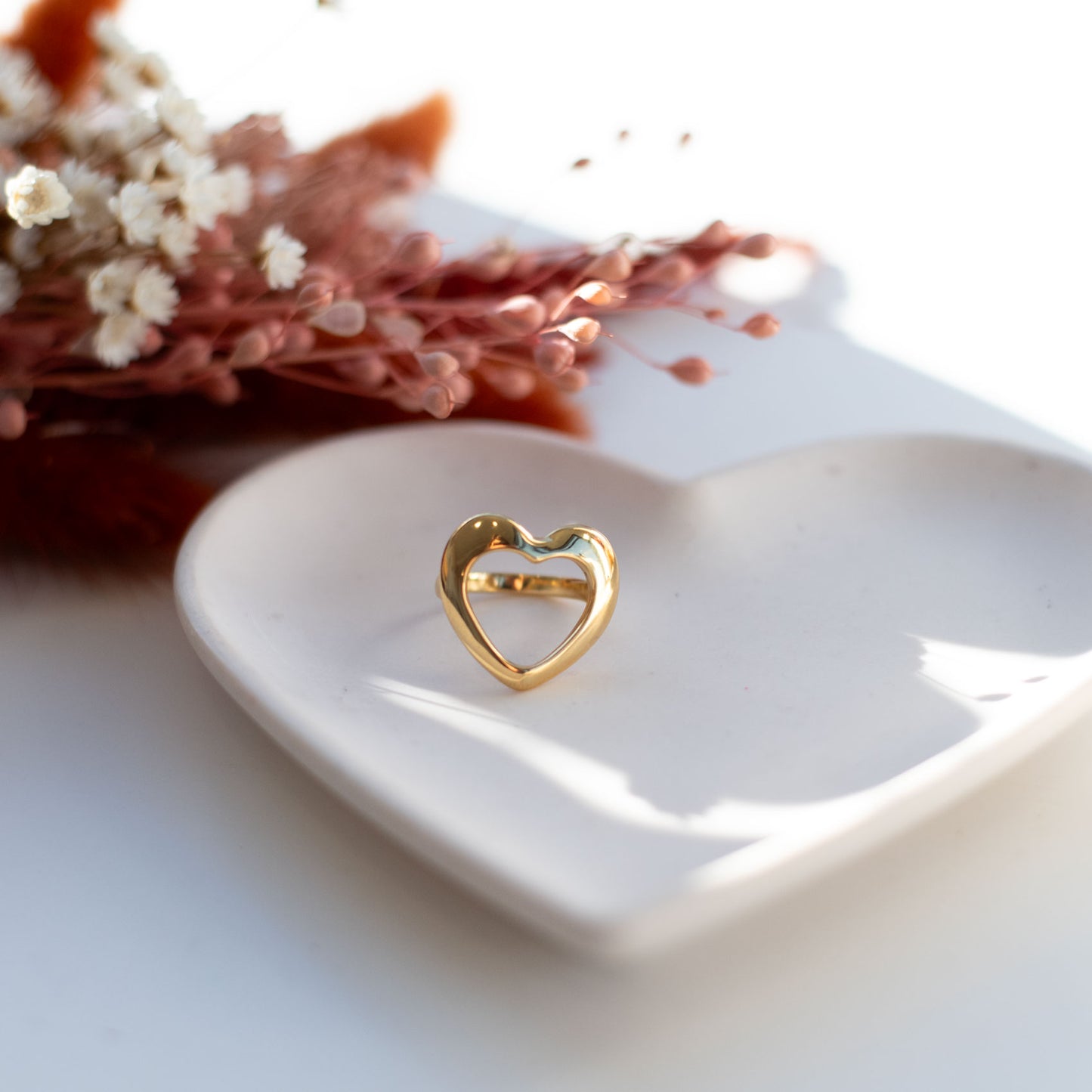 Bague Cœur en Acier Doré pour Femme – Idée Cadeau Saint-Valentin