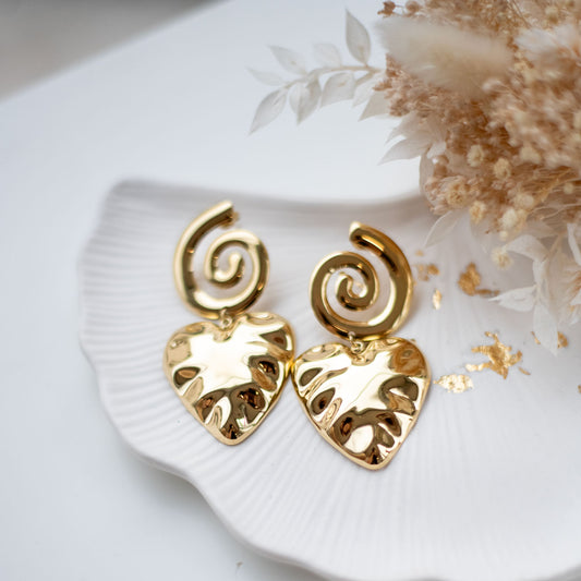 Boucles d’oreilles en acier inoxydable – Design Spirale & Cœur