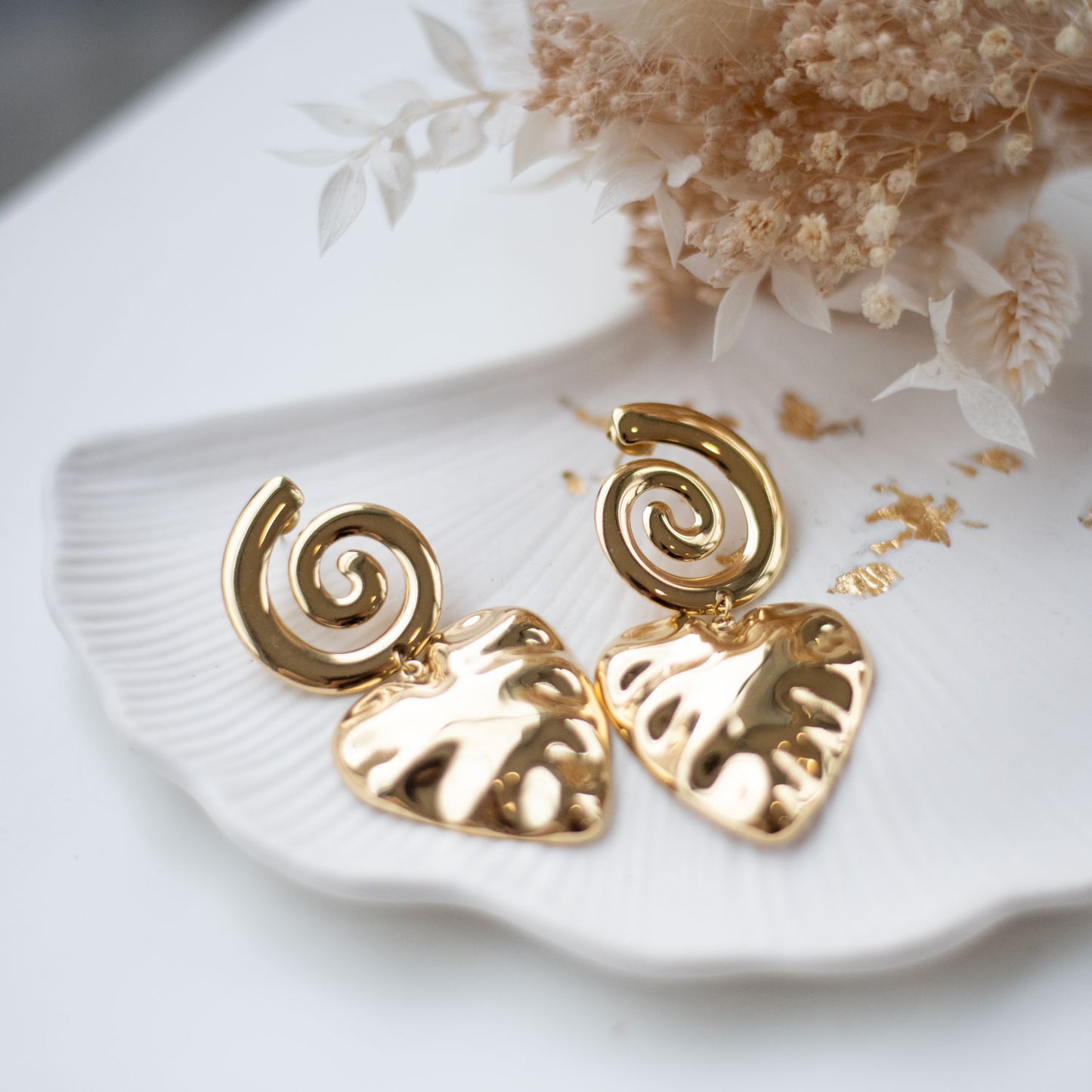 Boucles d’oreilles en acier inoxydable – Design Spirale & Cœur