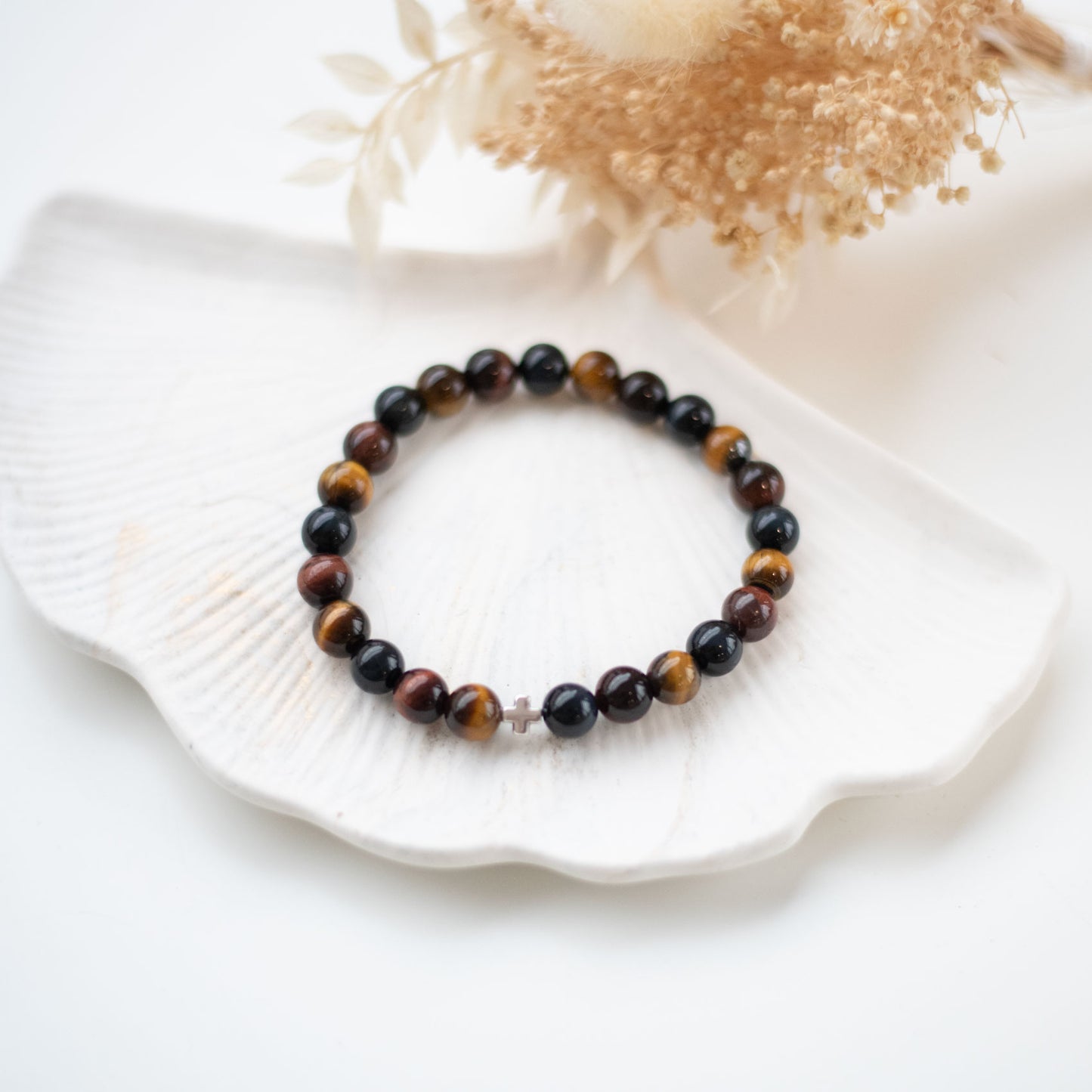 Bracelet Homme en Œil de Tigre, Œil de Taureau et Œil de Faucon – Protection et Énergie