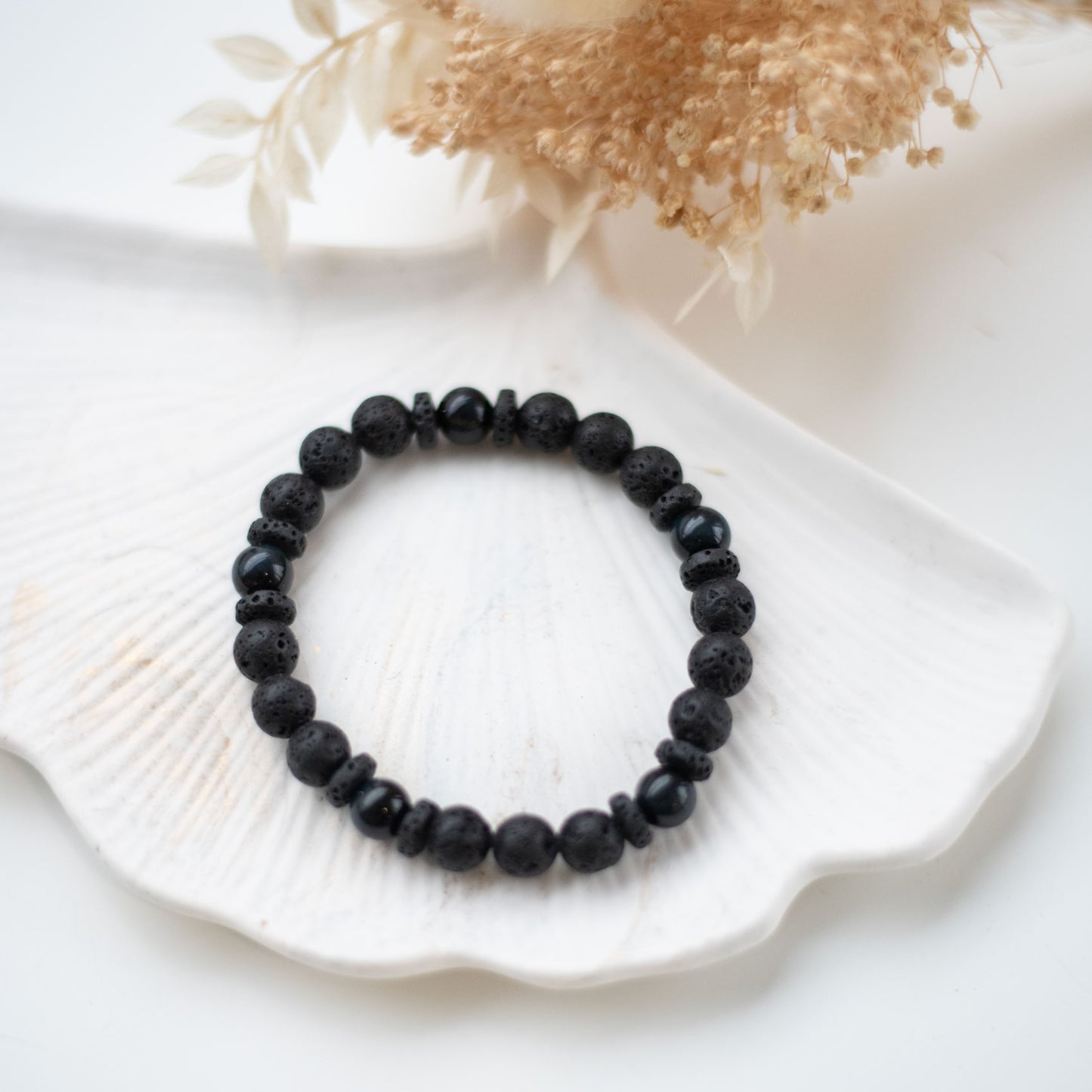 Bracelet Homme en Pierre de Lave et Œil de Faucon – Énergie et Sérénité