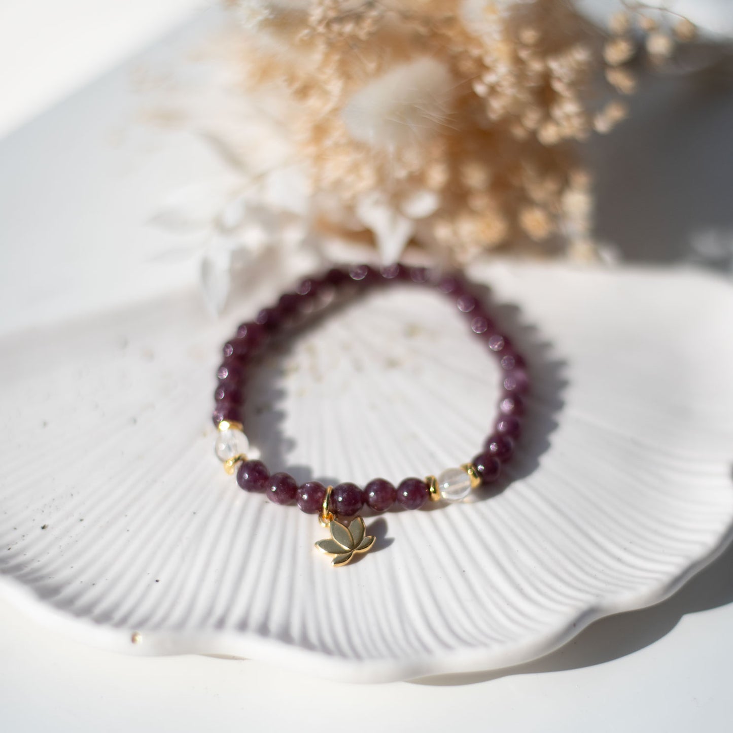 Bracelet Lépidolite et cristal de roche