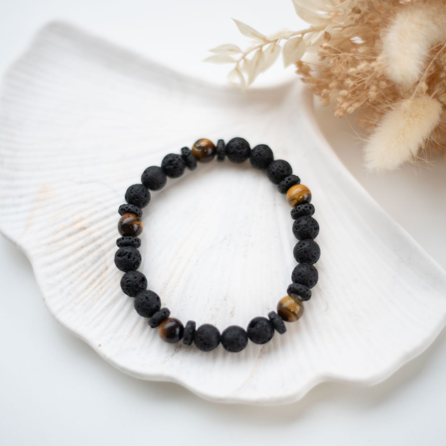 Bracelet Homme en Pierre de Lave et Œil de Tigre – Force et Protection