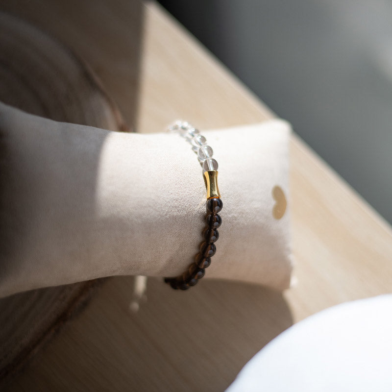 Bracelet Quartz fumée et cristal de roche