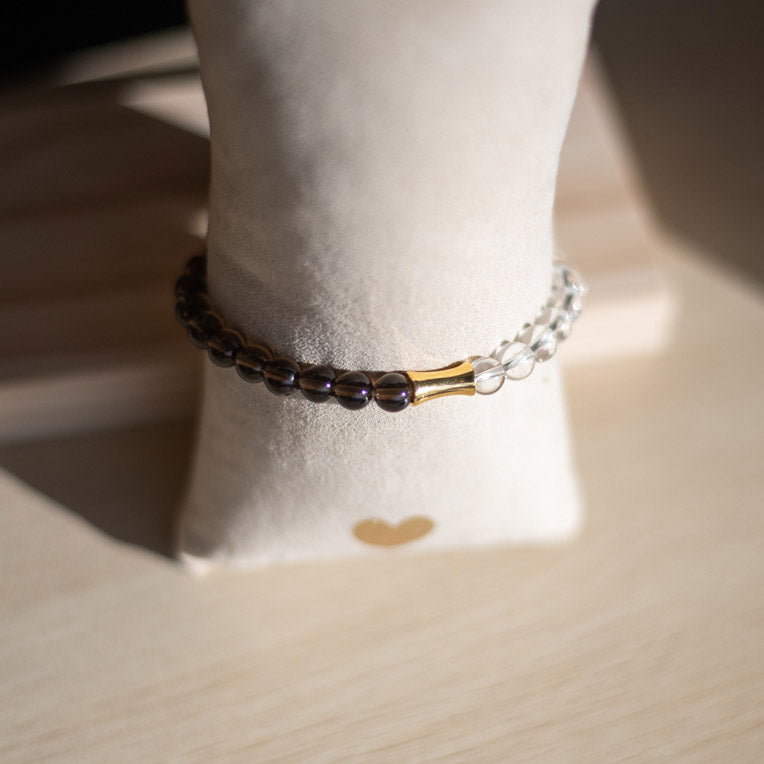 Bracelet Quartz fumée et cristal de roche