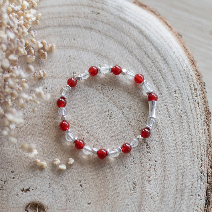 Bracelet Cristal de roche et cornaline