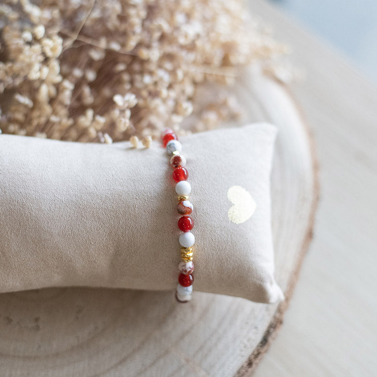 Bracelet Howlite Cornaline Agate Feu