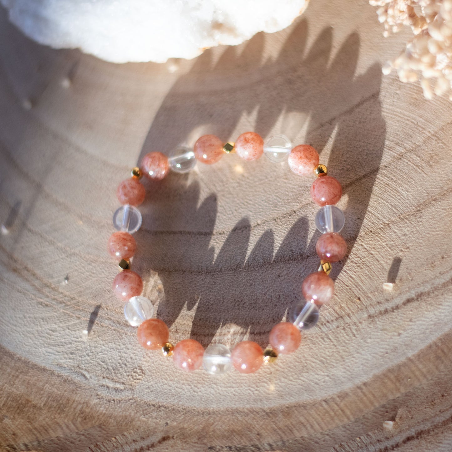 Bracelet Pierre du soleil et cristal de roche