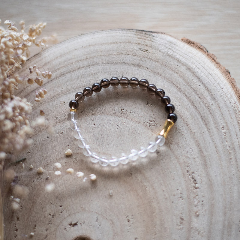 Bracelet Quartz fumée et cristal de roche