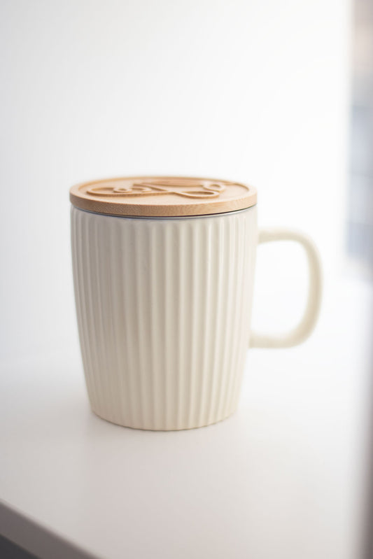 🫖 Mug / Tasse à thé avec filtre – Vert, Terracotta, Beige – Maison Bourgeon