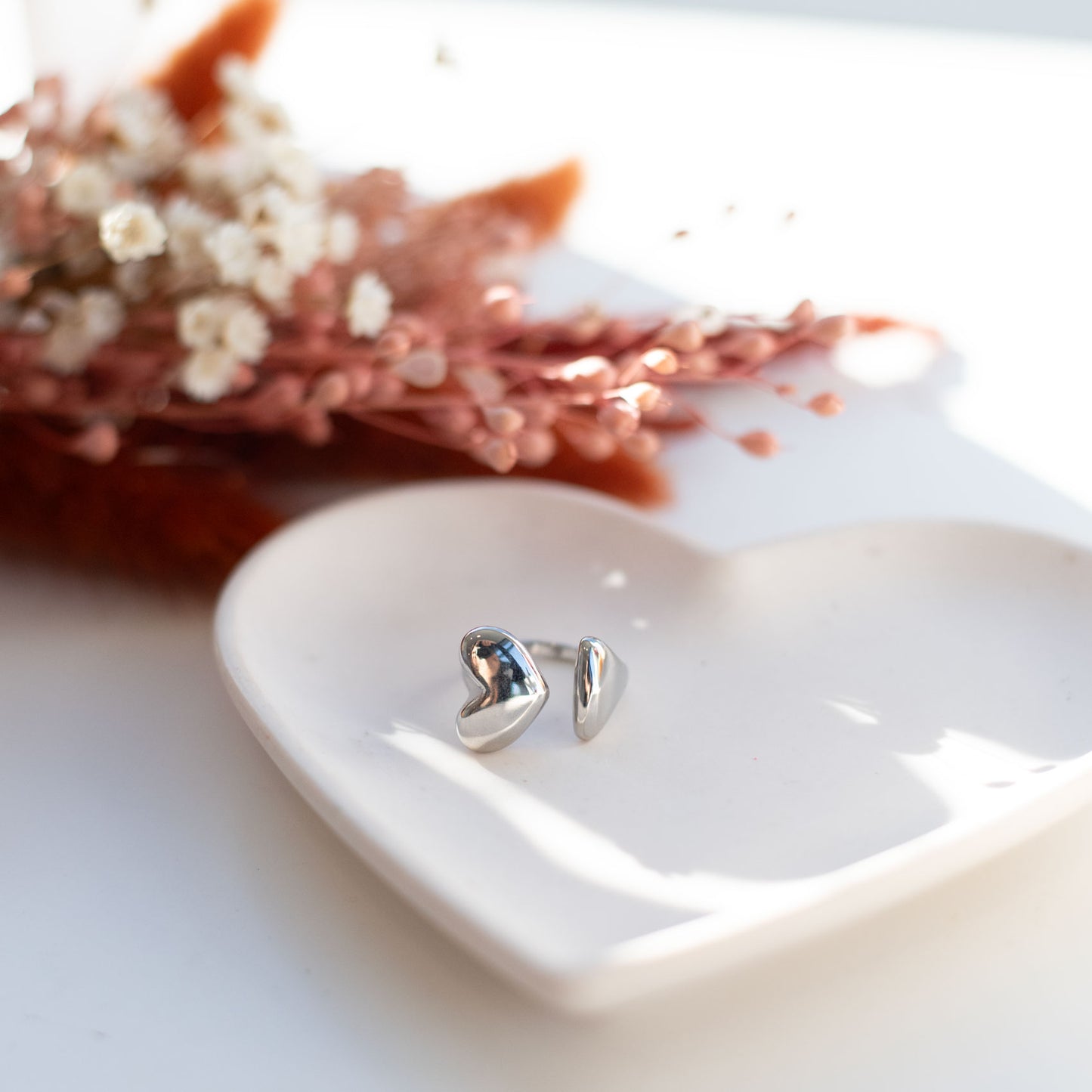 Bague Cœur en Acier Argenté ajustable – Bijou Symbolique & Intemporel