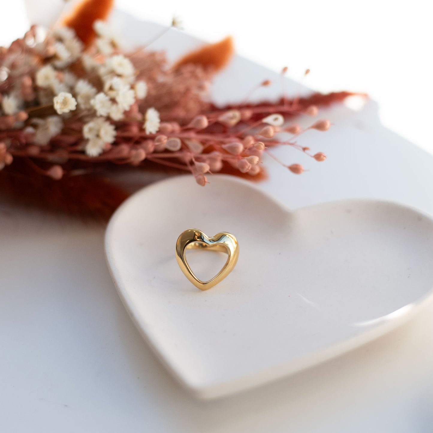 Bague Cœur en Acier Doré pour Femme – Idée Cadeau Saint-Valentin