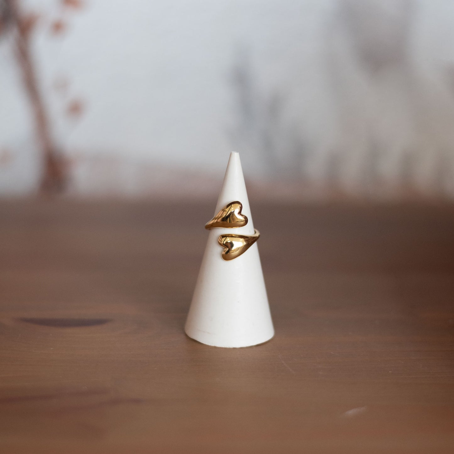 Bague en Acier Inoxydable Double Cœur