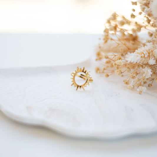 ☀️ Bague Soleil en Acier Doré – Éclat d’Été et Élégance Bohème