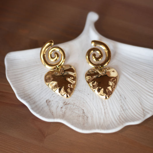 Boucles d’oreilles en acier inoxydable – Design Spirale & Cœur