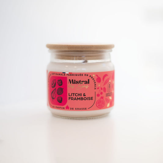 🍓🥭 Bougie Litchi & Framboise – Mistral des Sens