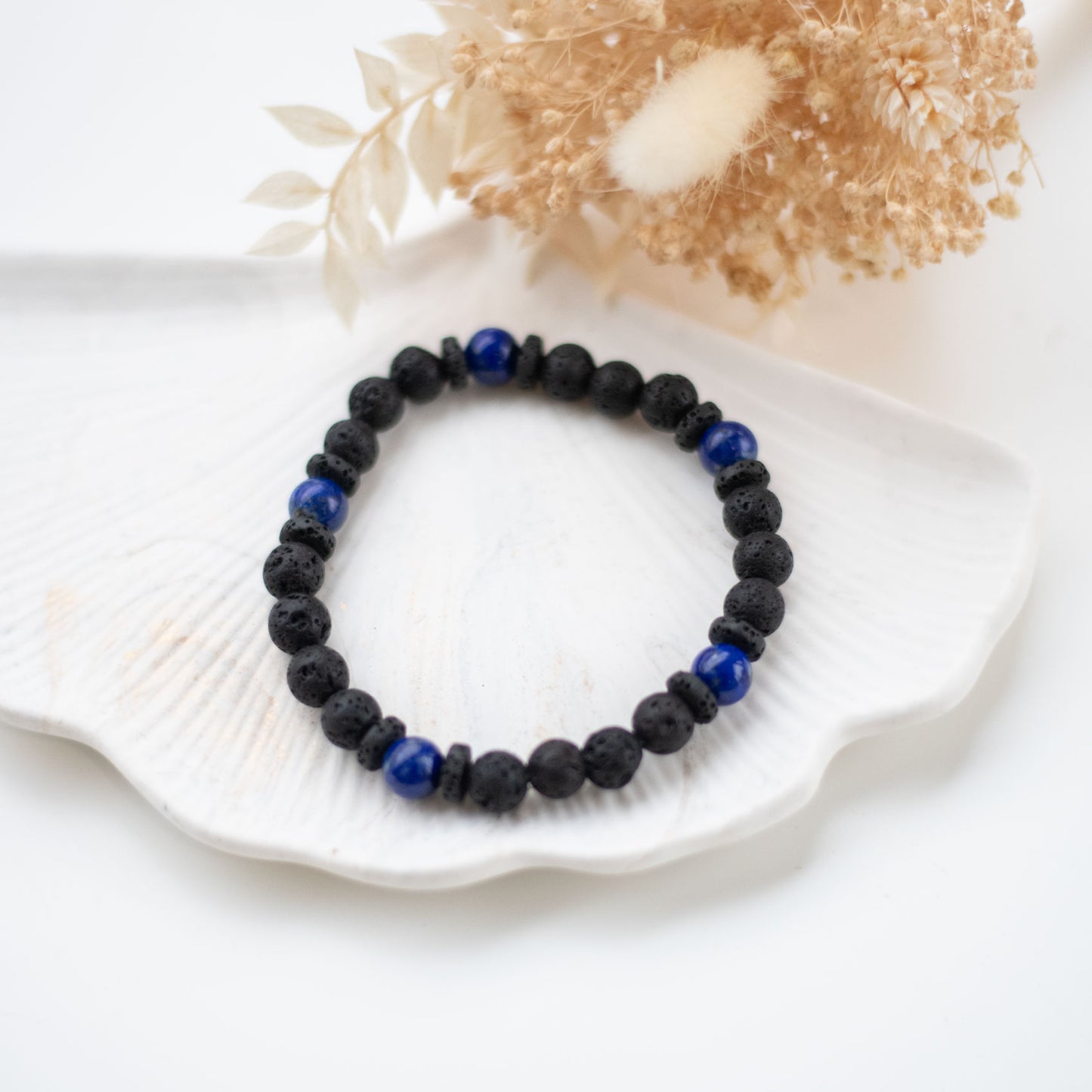 Bracelet Homme en Pierre de Lave & Lapis Lazuli