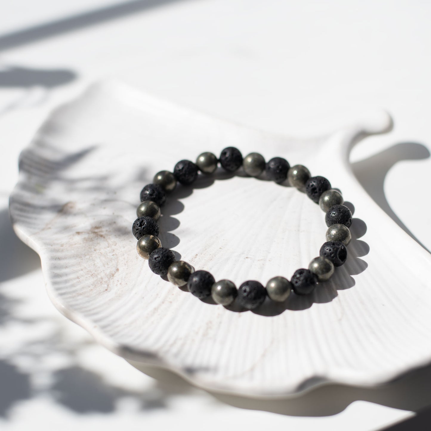 ⚡ Bracelet Homme Pyrite & Pierre de Lave – Force & Réussite