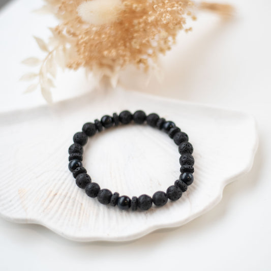 Bracelet Homme en Pierre de Lave et Œil de Faucon – Énergie et Sérénité