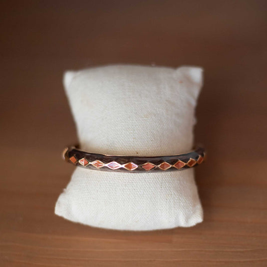 Bracelet Jonc Original Émaillé Marron et Orange en Acier Inoxydable