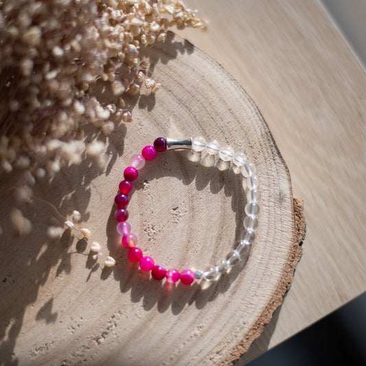 Bracelet Agate rosé et cristal de roche