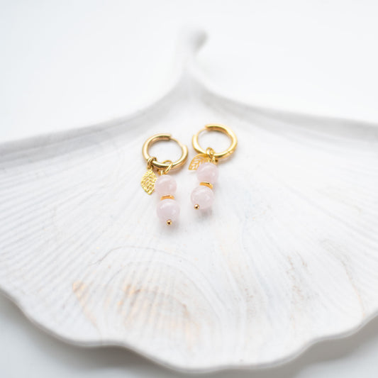 🌸 Boucles d’oreilles en pierre de Morganite – Douceur & Élégance